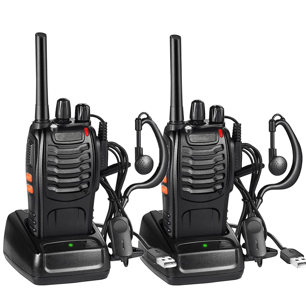 QITAO Walkie Talkies 88E 16CH Signal Band Two Way Radio Rechargeable Long Range Headset Headphone Built in LED Torch for Outdoor Camping Field Survival and Hiking