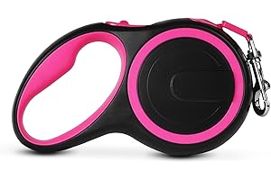 QUICDEER Retractable Dog Leash, Retractable Dog Leash for Small Dogs with Durable Webbing, 44lbs Capacity, ABS Material, 360° Tangle-Free, 16ft Length, Pink