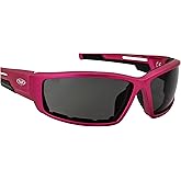 Global Vision Sly Padded Motorcycle Glasses for Women Sunglasses Pink Metallic Frame w/Smoke Lenses