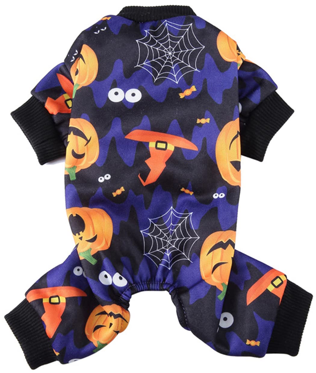 XIAOYU Halloween Dog Clothes for Small Pet Costume, Holiday Festival Coat Jumpsuit, Cat Apparel for Parties Cosplay, Bat/Pumpkin Pattern, XL