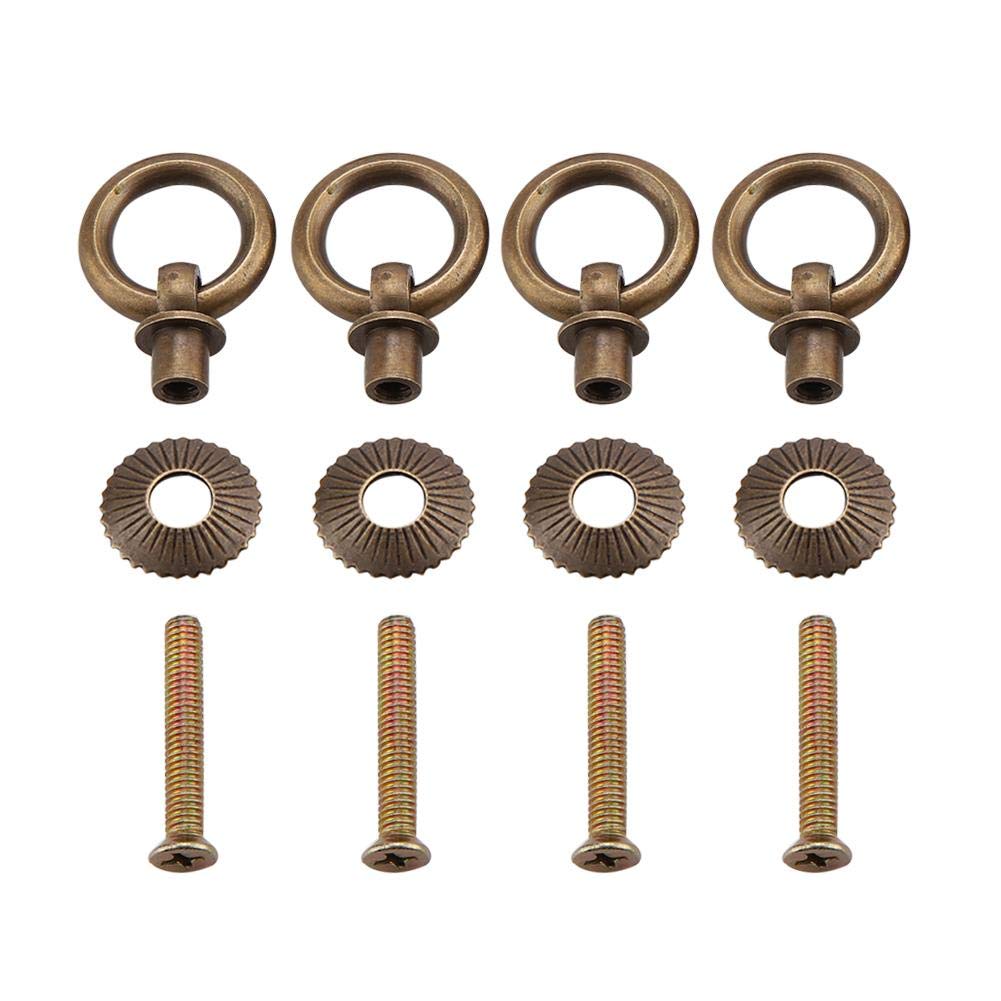 Zerodis 4pcs/Pack Cabinet Pull Rings Mini Simple Vintage Pull Rings Drawer Attachment Handle for Cosmetic Case Jewelry Box (Bronze)