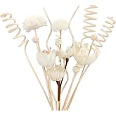 15 Reed Diffuser Sticks, Natural Paper &amp; Floral Rattan Reed Sticks, Bathroom Reed Diffuser Set for Home, Office, Bedroom Decor