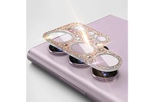 Cavdycidy Bling Diamond Camera Lens Protector Compatible with Samsung Galaxy S22 Ultra, Metal Glitter Gem Camera Cover，9H Tempered Glass lens full Screen Sparkle Rhinestone Protector