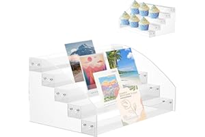 yuuzue 5 Tier Greeting Card Display Rack, Clear Acrylic Sticker Display Stand for Vendors Retail Display Photo Stand for Counter Tabletop Display Supplies