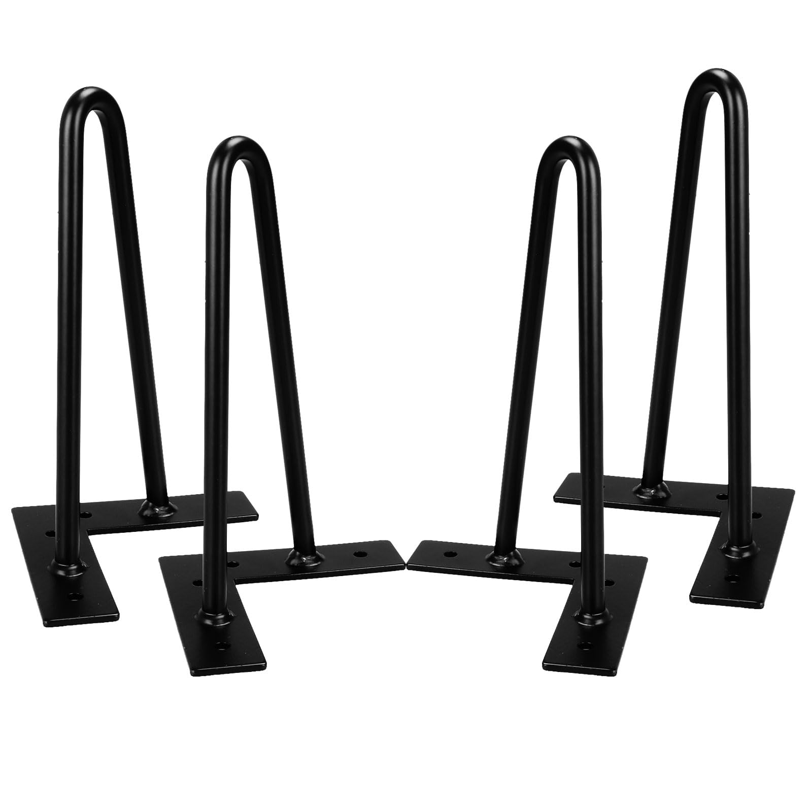 WOPPLXY 4PCS 8Inch Hairpin Legs - Hairpin Table Legs 20cm Table Legs Heavy Duty - 10mm 2 Rods Black Furniture Legs with Rubber Floor Protectors for Coffee Table, Sofa, Cabinet