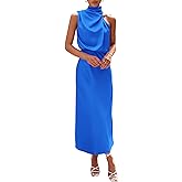 PRETTYGARDEN Women's 2026 Summer Satin Dress Elegant Sleeveless Mock Neck Cocktail Party Maxi Dresses
