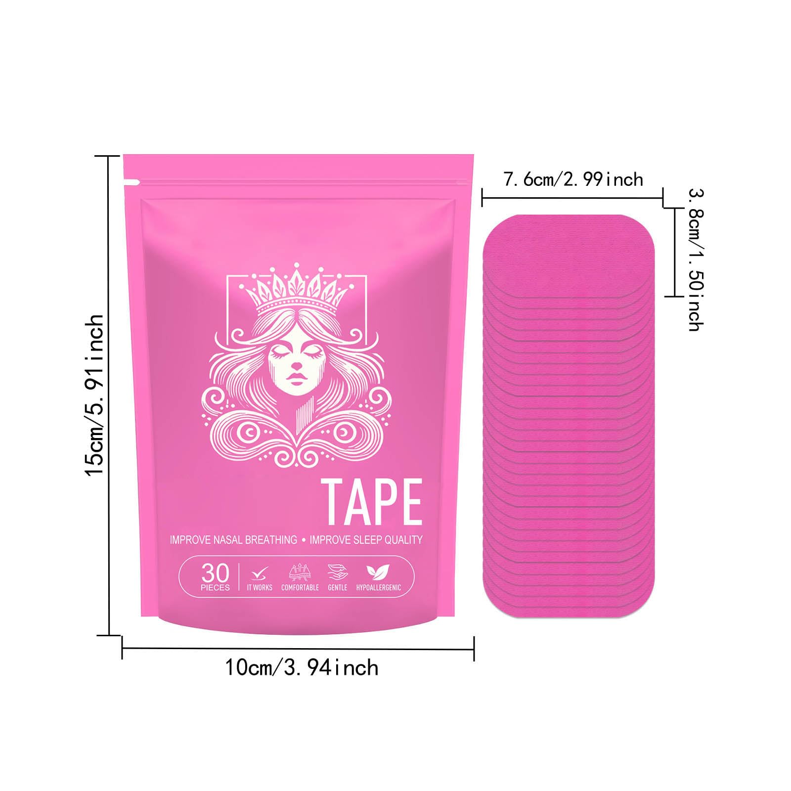 Mouth Tape for Sleeping, 30 White Strips, Gentle, Drug-Free, Improved Nasal Breathing and Reduced Snoring, Snoring Aid for Men and Women, Anti-Snoring Device, Easy Application and Removal (A)