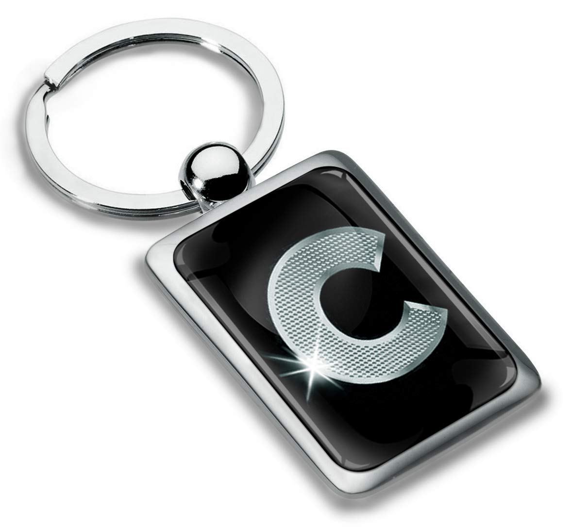 Biomar Labs Letter Keychain Alphabet Initial Keyring 3D Metal Stainless Steel Personalised Initials Charm for Car and Keys Available in Silver (C in Silver KK 81) — image 1