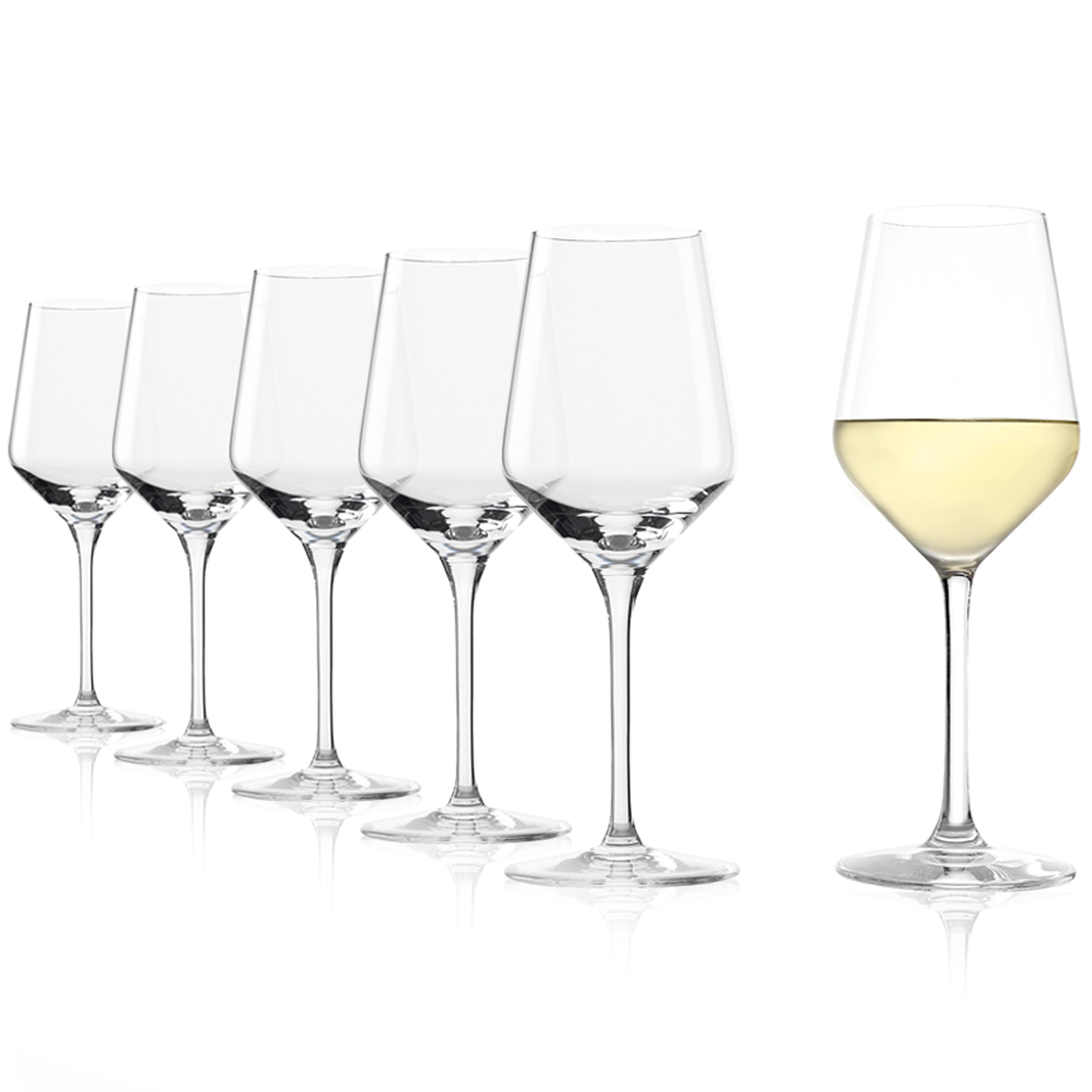Stölzle Lausitz Revolution White Wine Glasses, 365 ml, Set of 6, Elegant Crystal Glass, Dishwasher Safe, Shatterproof