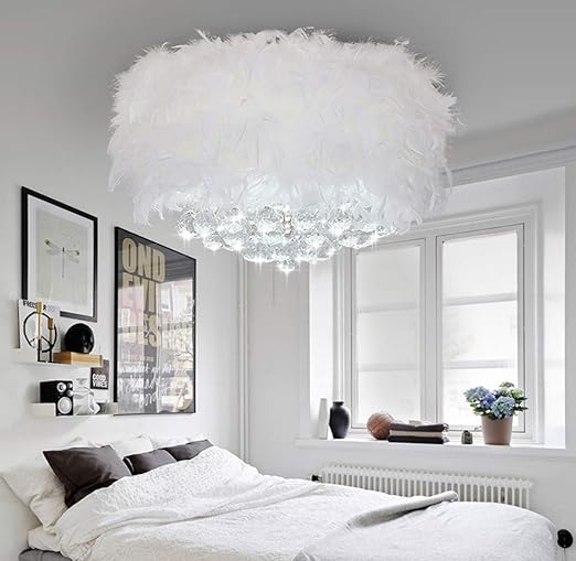 white feather ceiling light