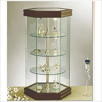 Revolving Glass Display Case Vm112gtl Dark Wood Amazon Co Uk