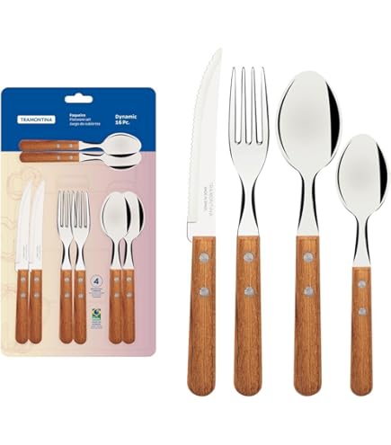 よしえ TRAMONTINA 軽量カトラリー16点入り2個セット Amazon.com