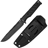 Kizer Camp 180 Fixed Blade Knife with Sheath, 5.55" AEB-L Drop Point Blade Camping Knife with Black G10 Handle, Knives for Camping Hiking 1096A1
