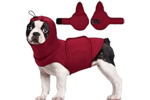 MIGOHI Calming Vest for Dogs Anxiety, Separation Anxiety Relief for Medium Breeds, Calming Head and Ear Wraps, Dog Anxious Relief Shirt for Male and Female, Loud Music, M,Red