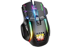 WolfLawS Wired Gaming Mouse, Computer PC Gaming USB Mice with 12 RGB Backlit Modes, High-Precision Adjustable 12800 DPI, 10 Programmable Buttons, Ergonomic Plug Play Gamer Mouse for Laptop Mac
