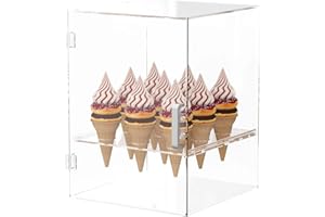 LAARIA Acrylic Ice Cream Cone Holder: Transparent Ice Cream Cone Display Stand Box with 9 Holes