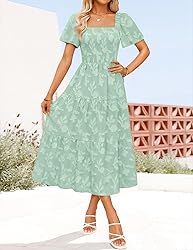 ZESICA Women's Summer Boho Floral Midi Dresses 2025