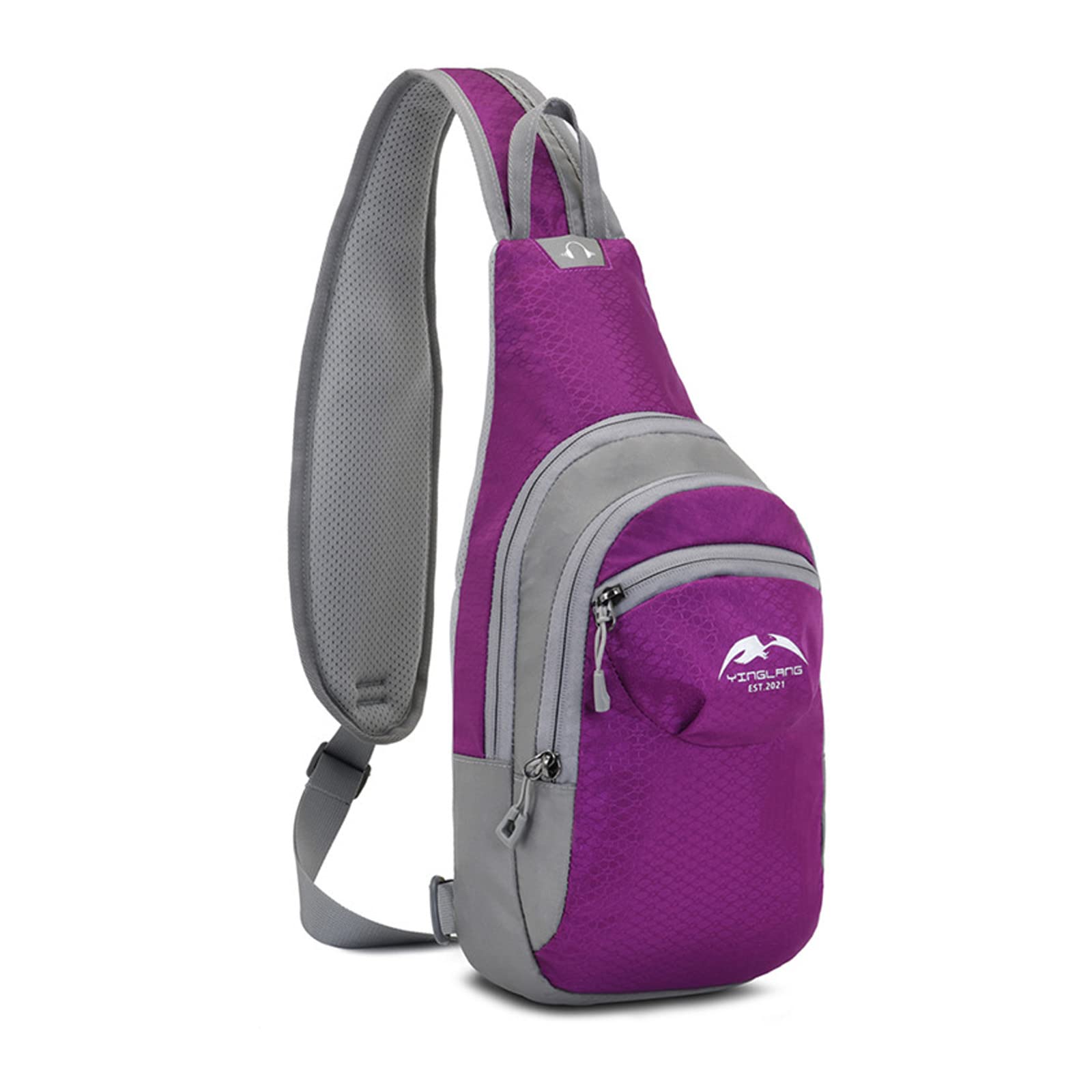 FANDARE Unisex Sling Bags Chest Shoulder Hiking Backpack Women Men Crossbody Bags Cover Pack Sport Rucksack for Travel Bicycle Sport Gym Daypacks with Earphone Hole Small Daypacks Purple