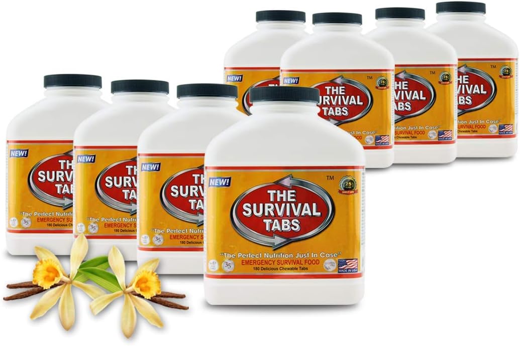 Preparedness ready to eat food 120 days Long Term Supply 25 year shelf life vanilla 8 bottles x 180 tabs