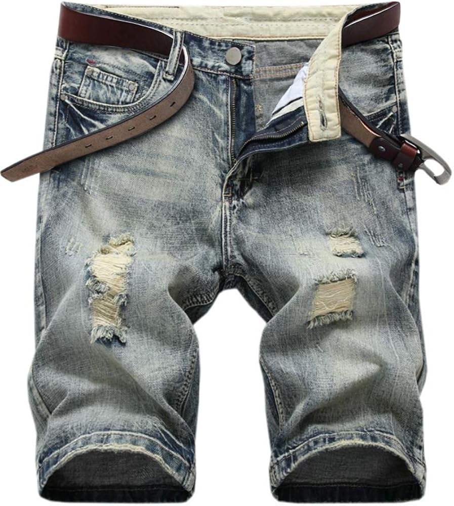 grey ripped denim shorts