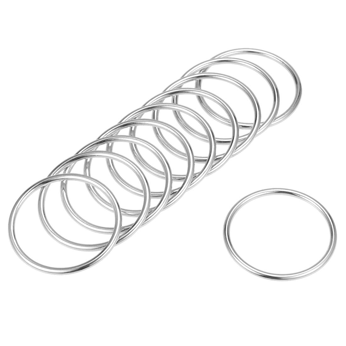 sourcing map O Ring Buckle 40mm(1.6") ID 3mm Thickness Zinc Alloy O-Rings for Hardware Bags Belts Craft DIY Accessories, Silver Tone 10pcs