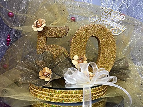 50th Anniversary Hand-crafted Cake Topper Gift Keepsake Decoration Centerpiece