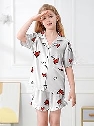 Umeyda Girls Satin Silky Collar V Neck Ruffle Short