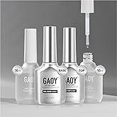 GAOY 16ml Nail Dehydrator and Primer with Gel Top and Base Coat, 4 Pcs Acid-Free Natural Nail Prep Dehydrate Bond Primer Professional Set, for Gel Polish