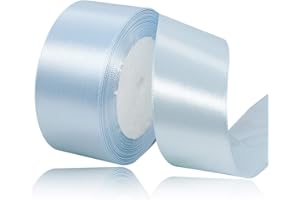 Solid Color Light Blue Satin Ribbon, 1-1/2 Inches x 25 Yards Fabric Satin Ribbon for Gift Wrapping, Crafts, Hair Bows Making,