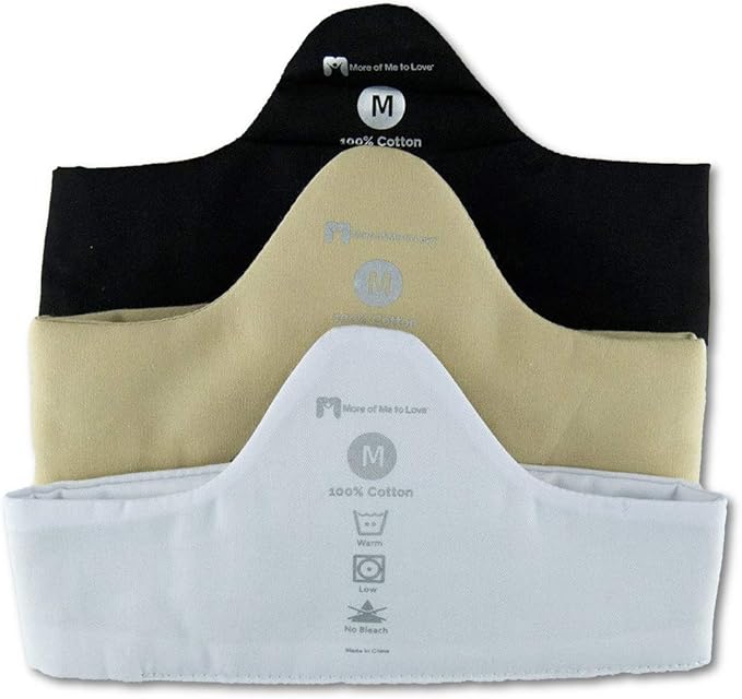 More of Me to Love Sweat Wicking 100 Cotton Bra Liner 3Pack (Black