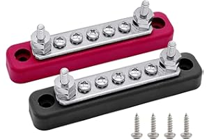 2 x #10 (M5) Studs & 5 x #8 (M4) Terminal Screws Bus Bar, Ampper 4.2" Power/Ground Distribution Block Brass Battery BusBar Ju