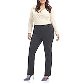 Rekucci Curvy Woman Ease into Comfort Plus Size Straight Pant w/Tummy Control (20W Short, DK Charcoal)