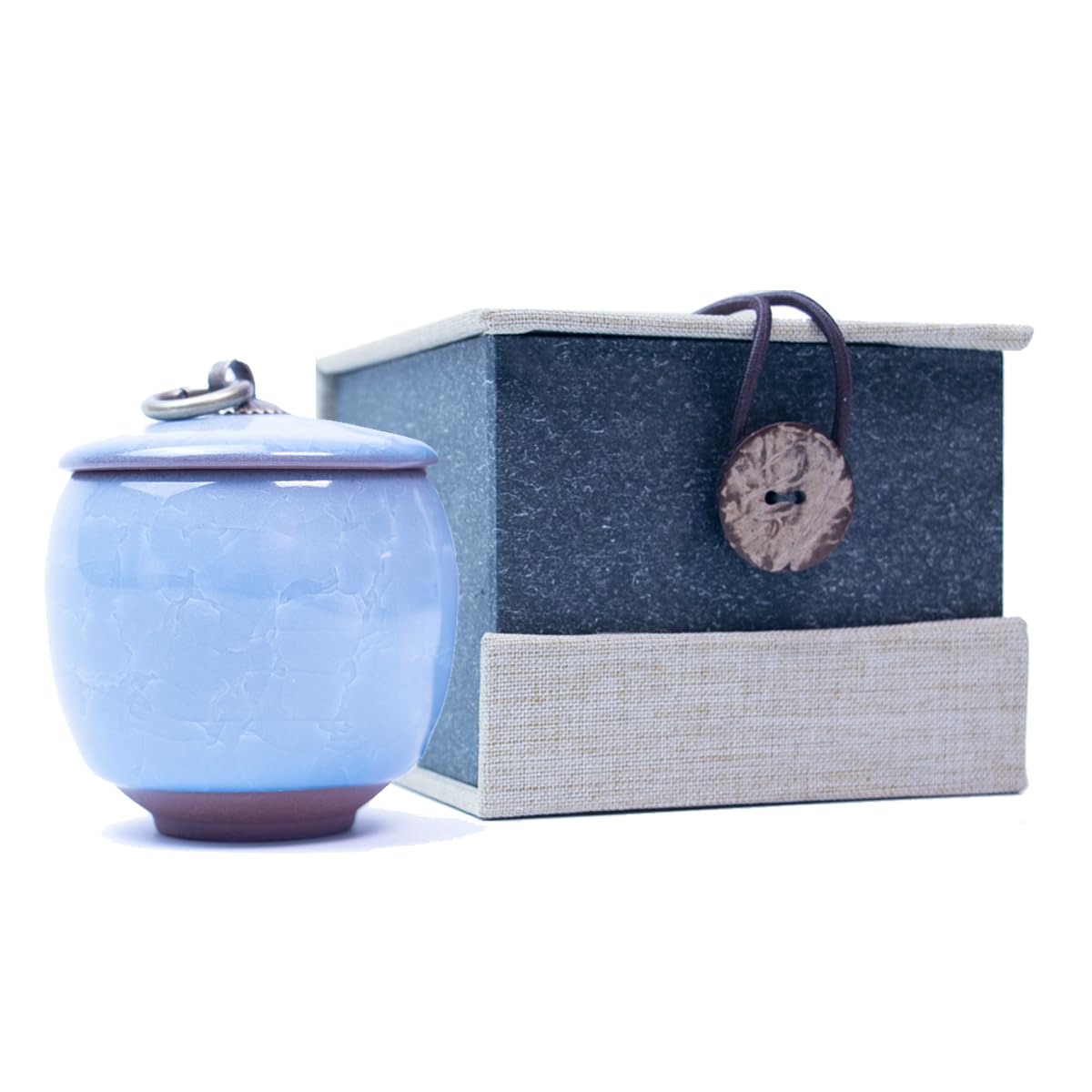 Small Ashes Urn Pet Ashes,Cremation Urns Ceramics Memorial Ashes Urn,Sealed and Moisture-Proof,Handicrafted Ceramic Coffins for Pets or Humans to Keep Ashes (Blue)