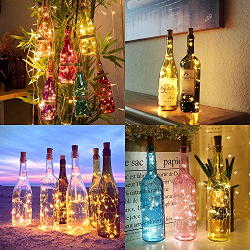 image for Aluan Wine Bottle Lights with Cork 10 Pack 12LED Bottle Lights Battery