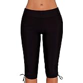 Urchics Womens Plus Size Rash Guard Capris High Waist Swimwear Bottoms Long Swim Shorts Tankini Bottom Swim Lengging