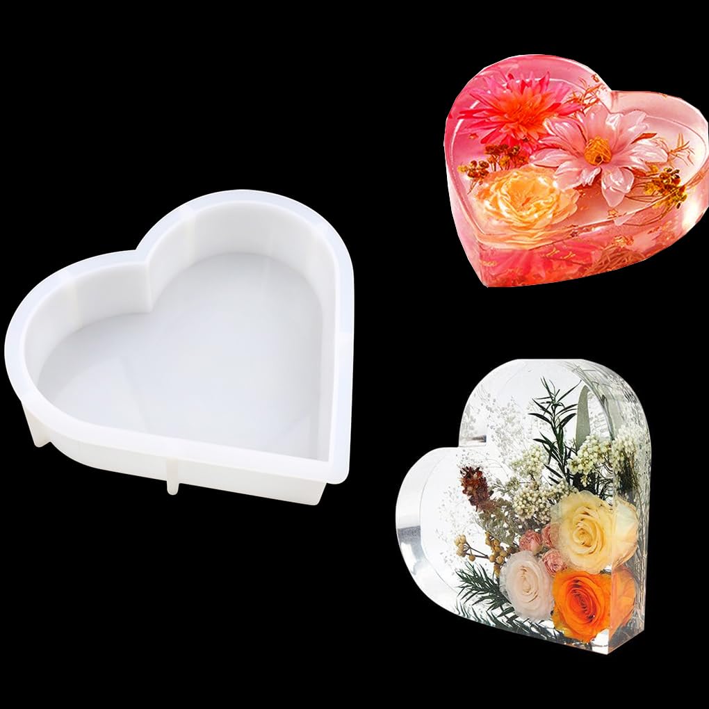FineInno Heart Shape Resin Mould, Heart Insect Specimen Epoxy Resin Silicone Mould for Soap, Candle Making, DIY Bookends, Paperweight, Diorama, Preserved Flower