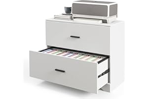 SILKYDRY 2 Drawer Lateral File Cabinet, 35.5" Wide Home Office Drawers, Adjustable Hanging Bars for A4/Letter/Legal Folders, 