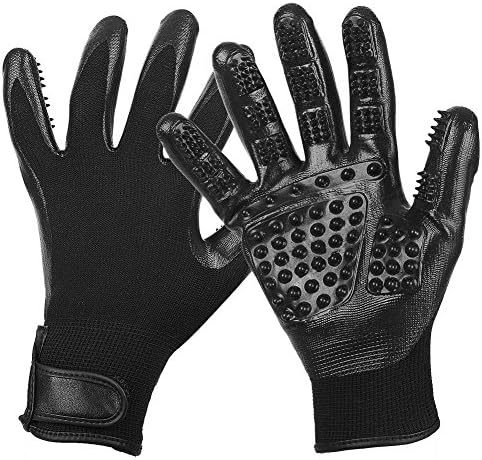 PetBoBo Pet Grooming Hair Remover Gloves Right and Left Gentle De-Shedding Brush Suit for Dog, Cat, Horses, Perfect for Dogs & Cats with Long & Short Fur