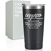 Onebttl Engineer Mug, Gifts for Engineer, Funny 20oz Stainless Steel Travel Coffee Tumbler Mug for Engineer, Black, Definition