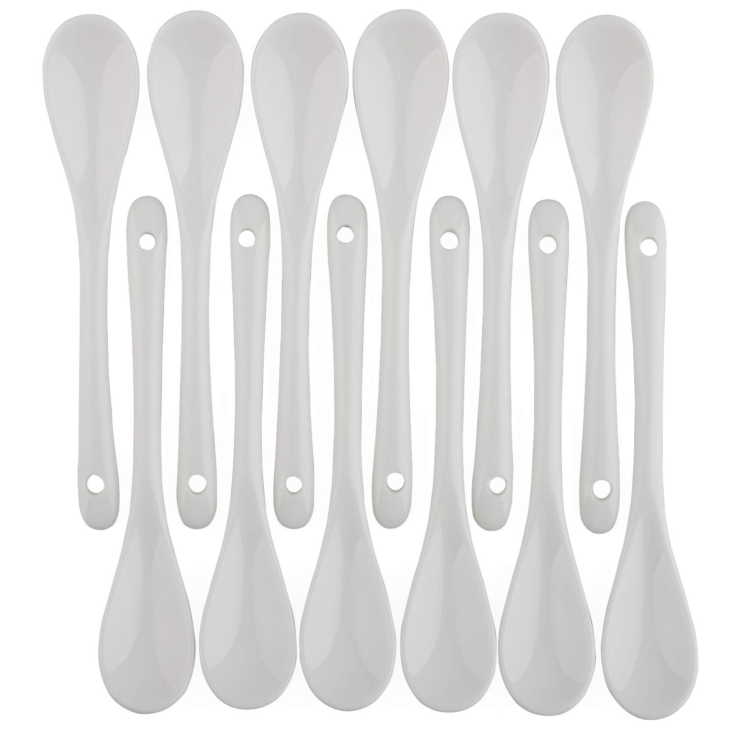 Porcelain Egg Spoons for Soft-Boiled Eggs Coffee Tea Desserts Ceramic Spoon Set of 12