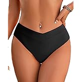 Fanuerg Women's Bikini Bottom Cross V Cut Front Swimsuit Full Coverage Bathing Suit Bottoms