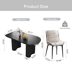Guyii 55.11" Dining Table Set with 6 Chairs, Modern