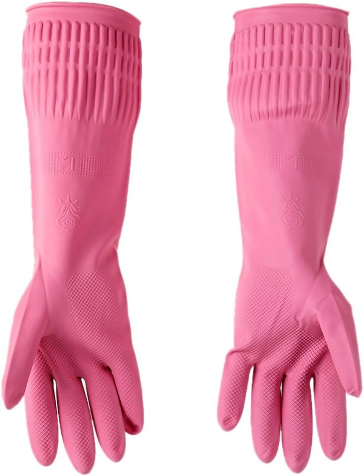 ESHOO Reusable Latex Rubber Gloves Household Laundry Dishwashing Waterproof Long Sleeve Gloves (1 pair)