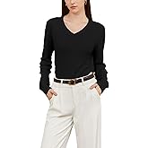 DAIMIDY Women Long Sleeve Sweater Wool Blend & V Neck Tops