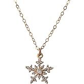 Designed By Stacey Handmade Gold Filled Necklace, Sparkly Cubic Zirconia Snowflake Jewelry, Gifts for Women, Birthday, Anniversary, Wedding, Prom, Homecoming, Holiday, 16 to 18" Adjustable Chain