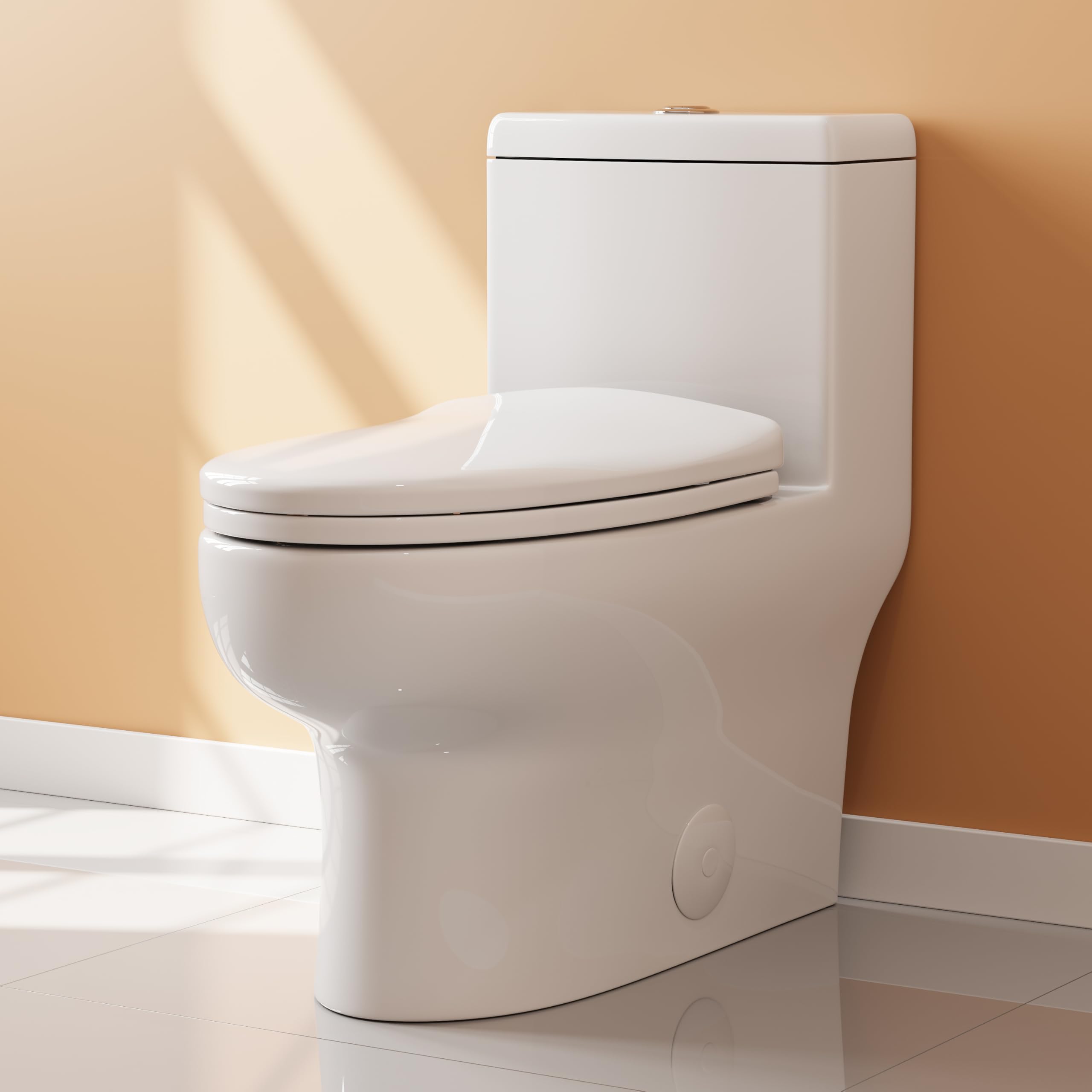 Photo 1 of HOROW HR-ST076WD Dual Flush Elongated Toilet with Soft Close Seat, High-Efficiency Supply, Standard Bathroom Toilet 12" Rough-In, White Finish