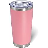 AIANJI 20oz Tumbler Bulk Stainless Steel Tumblers with Lid Vacuum Insulated Double Wall Travel Coffee Mug Powder Coated Tumbler Cup for Hot and Cold Drinks(Pink, 1 pack)