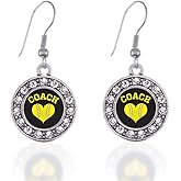 Inspired Silver - Silver Circle Charm French Hook Drop Earrings with Cubic Zirconia Jewelry