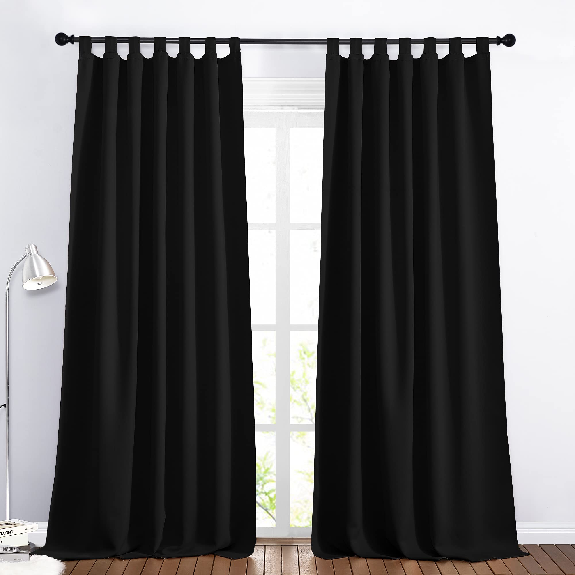 PONY DANCE Living Room Curtains – Blackout Curtain Thermal Panels Light Insulation Block Window Decoration for Bedroom Home, L 140 x H 245 cm, Yellow Beige, Set of 2