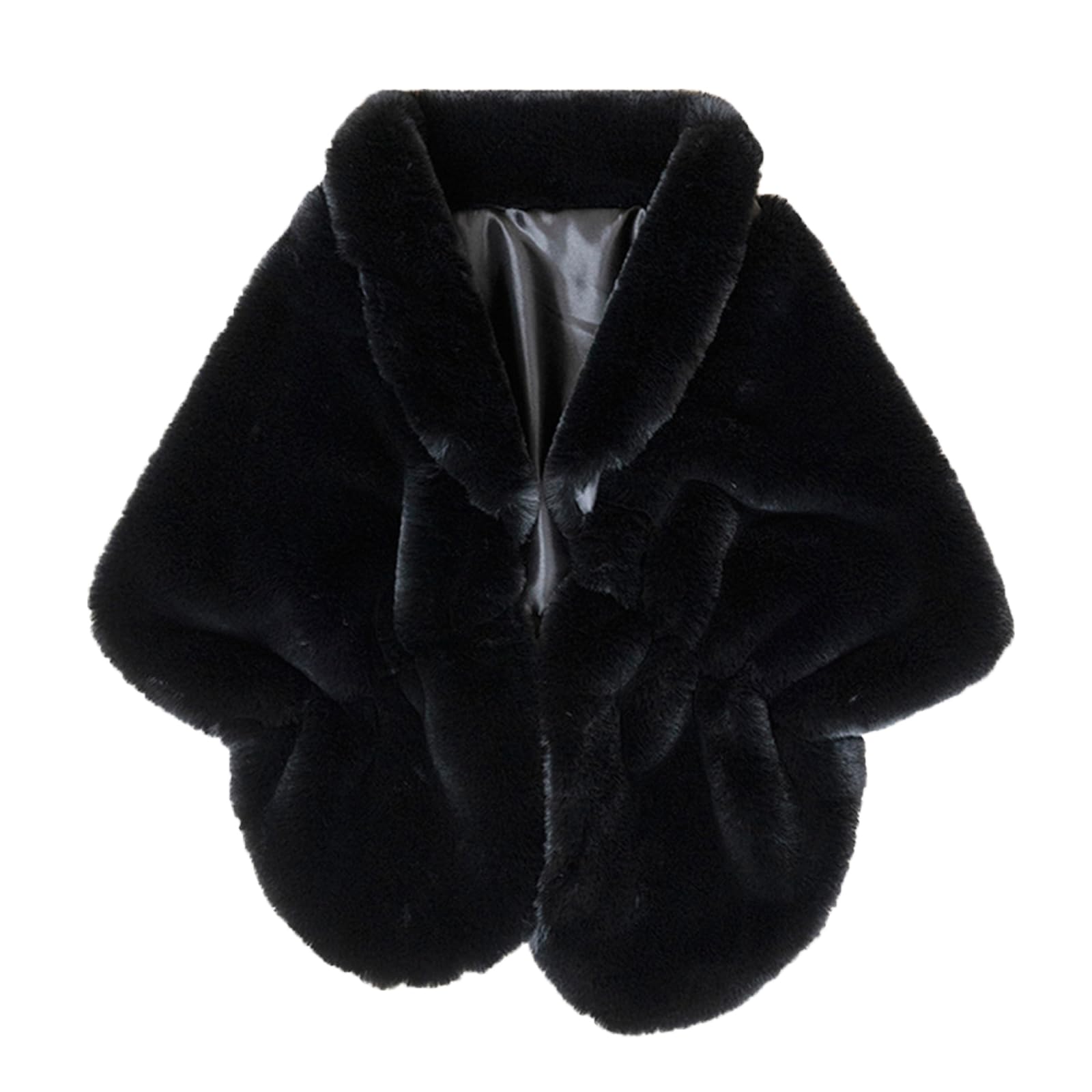 Photo 1 of Fashowlife Faux Fur Shawls and Wraps For Women Stole Bridal Bridesmaids Warm Womens Cloak Cape Coat For Wedding Party (Black Shawl)